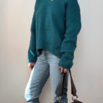 Tentree Womens Green 100% Organic Cotton Oversized Chunky V-Neck Jumper UK 14-16