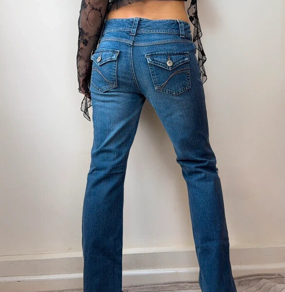 Axcess Liz Claiborne Womens Low Rise 8.5” Bootcut Flare Jeans UK10/S W29 Stitch