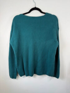 Tentree Women's Green 100% Organic Cotton Oversized Chunky V-Neck Jumper — photo 4 of 7