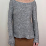 Phase Eight Grey Silver Shimmer Sequin Mohair Wool Bardot Fitted Jumper UK10 Boat-neck knit sweater