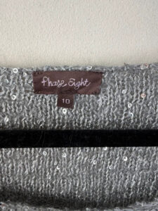 Phase Eight Grey Silver Shimmer Sequin Mohair Wool Bardot Fitted Jumper — photo 4 of 6