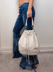 Coach Madison 17016 Ivory Leather Drawstring Shoulder Hobo Bag Slouchy Logo