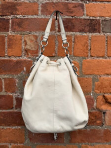 Coach Madison 17016 Ivory Leather Drawstring Shoulder Hobo Bag Slouchy Logo — photo 7 of 15