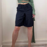 Scout d’Europa FSE Vintage Dark Pleated Bermuda Mid Rise 10.5” Shorts Skort UK8-10/S W28 y2k