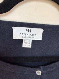 Peter Hahn Womens Pure 100% Cashmere Navy Silver Button Crewneck Cardigan UK14/M - Image 5