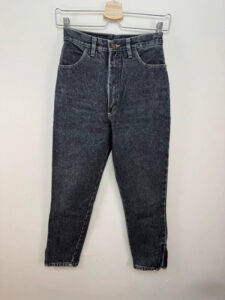 Boogie Vintage 90s Black Acid Wash High Rise 12.5” slim Jeans XS UK4-6 W25 Zip Ankle Y2K Mom Tapered - Image 2