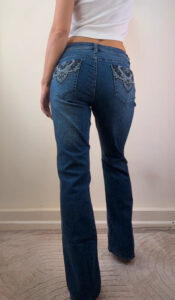 NY&C Womens Curvy Bootcut Embroidered Low Rise 8.5” Navy Jeans UK10/S W31L32 - Image 3