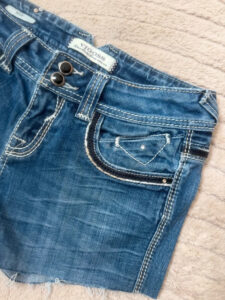Vigoss Women's Low rise 8” micro jeans Embellished Rhinestone Shorts — photo 9 of 12
