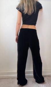 Hobbs Womens Black Silk Velvet High Rise 12” Wide Leg Trousers UK 14 W35 L29.5 - Image 2