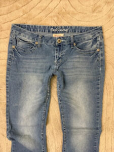 Red Camel Katie Low Rise 7.5” Flared Bootcut Jeans UK10-12 Embroidered Stitch Flap pocket y2k 00s - Image 9