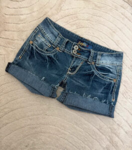 Angels Ultra Low Rise 6.5” Denim Cuffed Shorts — photo 5 of 13