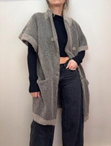 Italian Women's Wool Chunky Knit Button Cardigan Coat Oversized