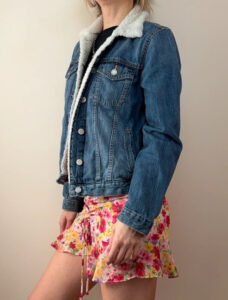 Gap Denim Sherpa Button Trucker Fitted Jacket Blue