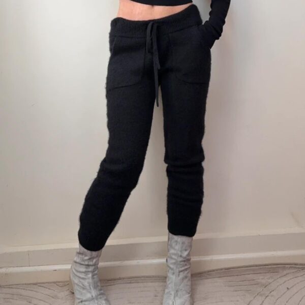 UGG black cashmere knit joggers lounge trousers quiet luxury off-duty casual S