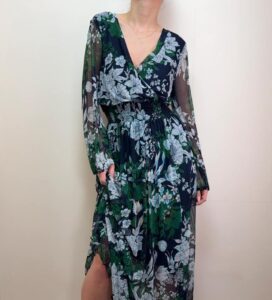 Kate&Lily BNWT floral green mesh maxi dress S romantic wrap boho cottagecore soft goth fairy summer