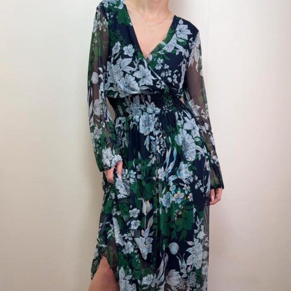 Kate&Lily BNWT floral green mesh maxi dress S romantic wrap boho cottagecore soft goth fairy summer