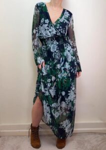 Kate&Lily BNWT floral green mesh maxi dress S romantic wrap boho cottagecore soft goth fairy summer — photo 3 of 11