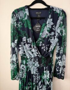 Kate&Lily BNWT floral green mesh maxi dress S romantic wrap boho cottagecore soft goth fairy summer — photo 7 of 11