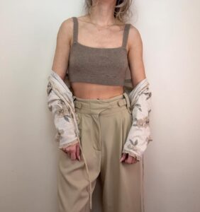 Frame 100% cashmere knit bralette crop top minimalist luxe neutral clean girl