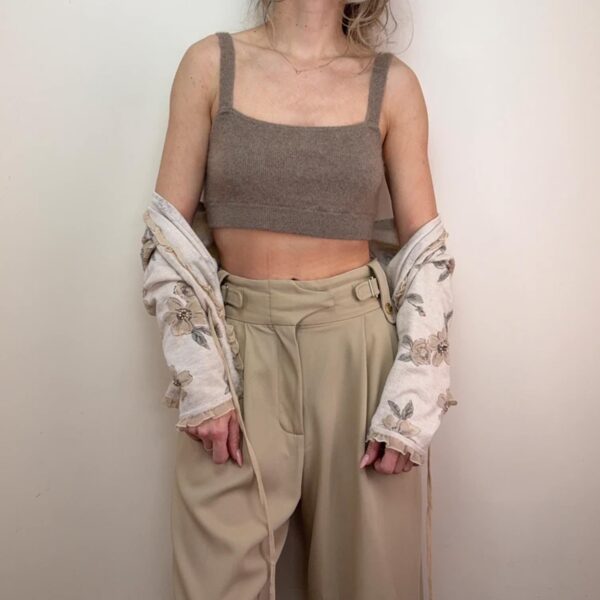 Frame 100% cashmere knit bralette crop top minimalist luxe neutral clean girl