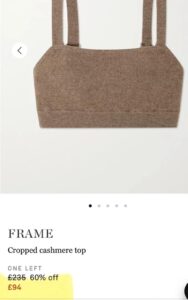 Frame 100% cashmere knit bralette crop top minimalist luxe neutral clean girl — photo 8 of 8