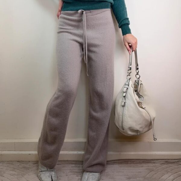H&M Luxury Loungewear Pure Cashmere Drawstring Knit Trousers Wide Leg M
