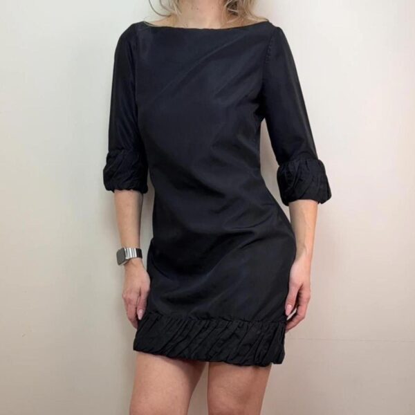 Zara Black Mini Chiffon Dress Ruffle Minimal Party Dark feminine balletcore uk8 romantic goth