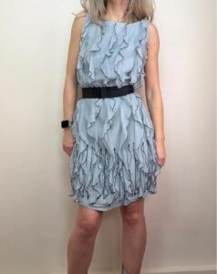 Coast pastel blue pure silk ruffle textured mini dress