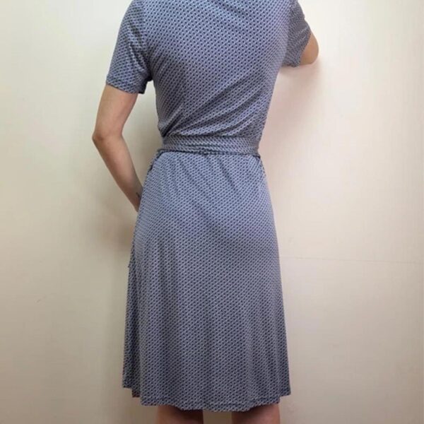 Pure Collection 100% Silk Wrap Dress Blue Geometric spring summer layer Elegant Midi L