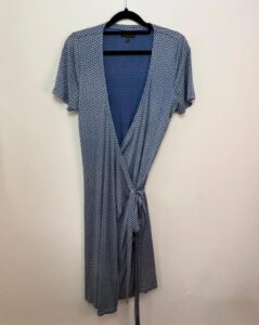Pure Collection 100% Silk Wrap Dress Blue Geometric spring summer layer Elegant Midi L — photo 4 of 11