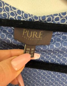 Label on a Pure Collection piece, L, Y2K