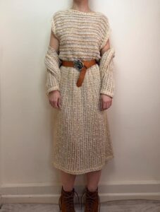 Vintage 80s Lady Be Good cream knit midi dress & cardigan set cottagecore boho — photo 5 of 15