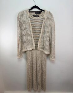 Vintage 80s Lady Be Good cream knit midi dress & cardigan set cottagecore boho — photo 6 of 15