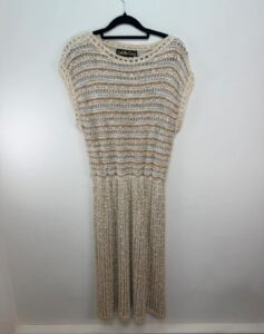 Vintage 80s Lady Be Good cream knit midi dress & cardigan set cottagecore boho — photo 8 of 15