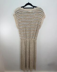 Vintage 80s Lady Be Good cream knit midi dress & cardigan set cottagecore boho — photo 12 of 15