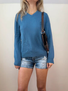 Dunnes Stores Blue Merino Wool Blend V-Neck Jumper
