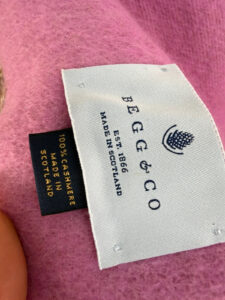 Label on a Begg & Co piece