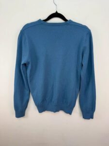 Dunnes Stores Blue Merino Wool Blend V-Neck Jumper — photo 4 of 7