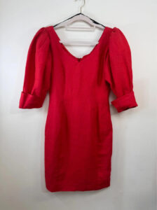 Droopy &Browns by Angela Holmes red linen dress puff sleeve vintage 80s romantic — photo 4 of 13