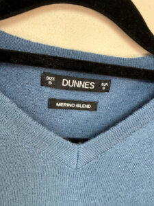 Label on a Dunnes Stores piece, UK 8