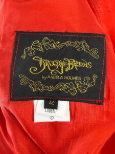 Droopy &Browns by Angela Holmes red linen dress puff sleeve vintage 80s romantic — photo 6 of 13
