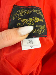 Droopy &Browns by Angela Holmes red linen dress puff sleeve vintage 80s romantic — photo 7 of 13