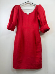 Droopy &Browns by Angela Holmes red linen dress puff sleeve vintage 80s romantic — photo 8 of 13