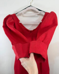 Droopy &Browns by Angela Holmes red linen dress puff sleeve vintage 80s romantic — photo 9 of 13