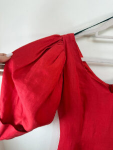 Droopy &Browns by Angela Holmes red linen dress puff sleeve vintage 80s romantic — photo 10 of 13