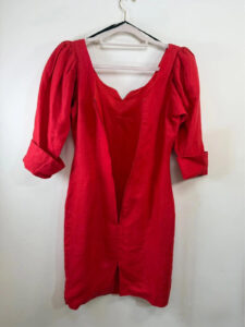 Droopy &Browns by Angela Holmes red linen dress puff sleeve vintage 80s romantic — photo 11 of 13