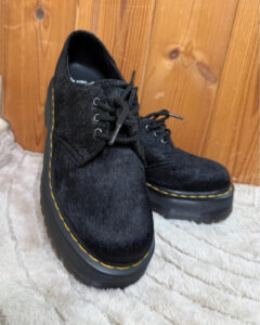 Dr. Martens chunky 1461 Quad hair-on black platform pony hair shoes uk5/ eu38