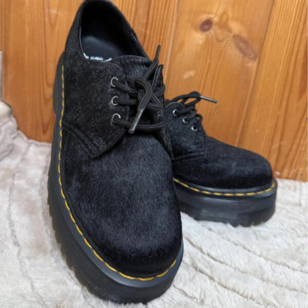 Dr. Martens chunky 1461 Quad hair-on black platform pony hair shoes uk5/ eu38