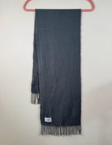 Marc Gibaldi Pure 100% Cashmere Grey Fringe Scarf Minimalist Soft Knit Quiet Luxury — photo 3 of 7