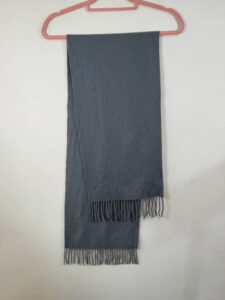 Marc Gibaldi Pure 100% Cashmere Grey Fringe Scarf Minimalist Soft Knit Quiet Luxury — photo 4 of 7